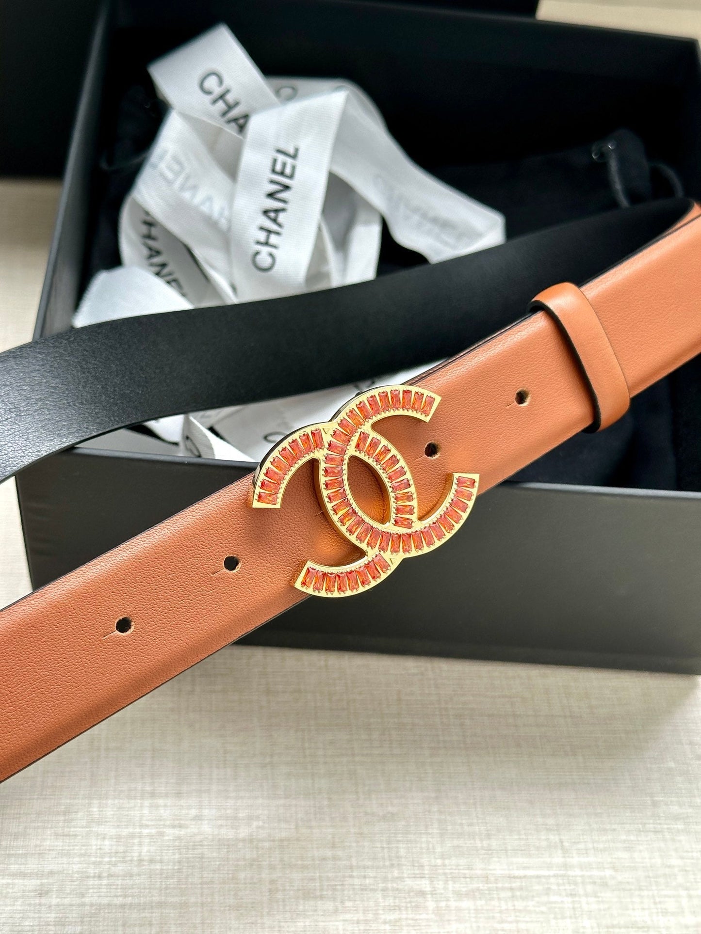 CHANEL 25S BELT 30 MM IN BROWN CALFSKIN 616969 - 30