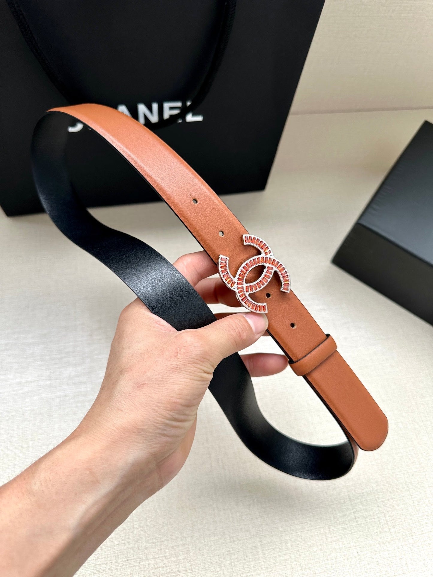 CHANEL 25S BELT 30 MM IN BROWN CALFSKIN 616969 - 30