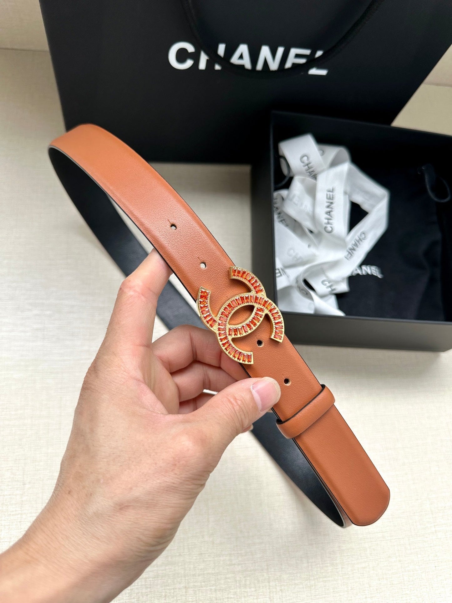 CHANEL 25S BELT 30 MM IN BROWN CALFSKIN 616969 - 30
