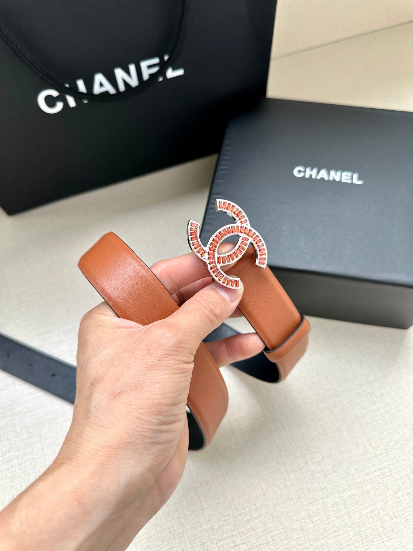 CHANEL 25S BELT 30 MM IN BROWN CALFSKIN 616969 - 30