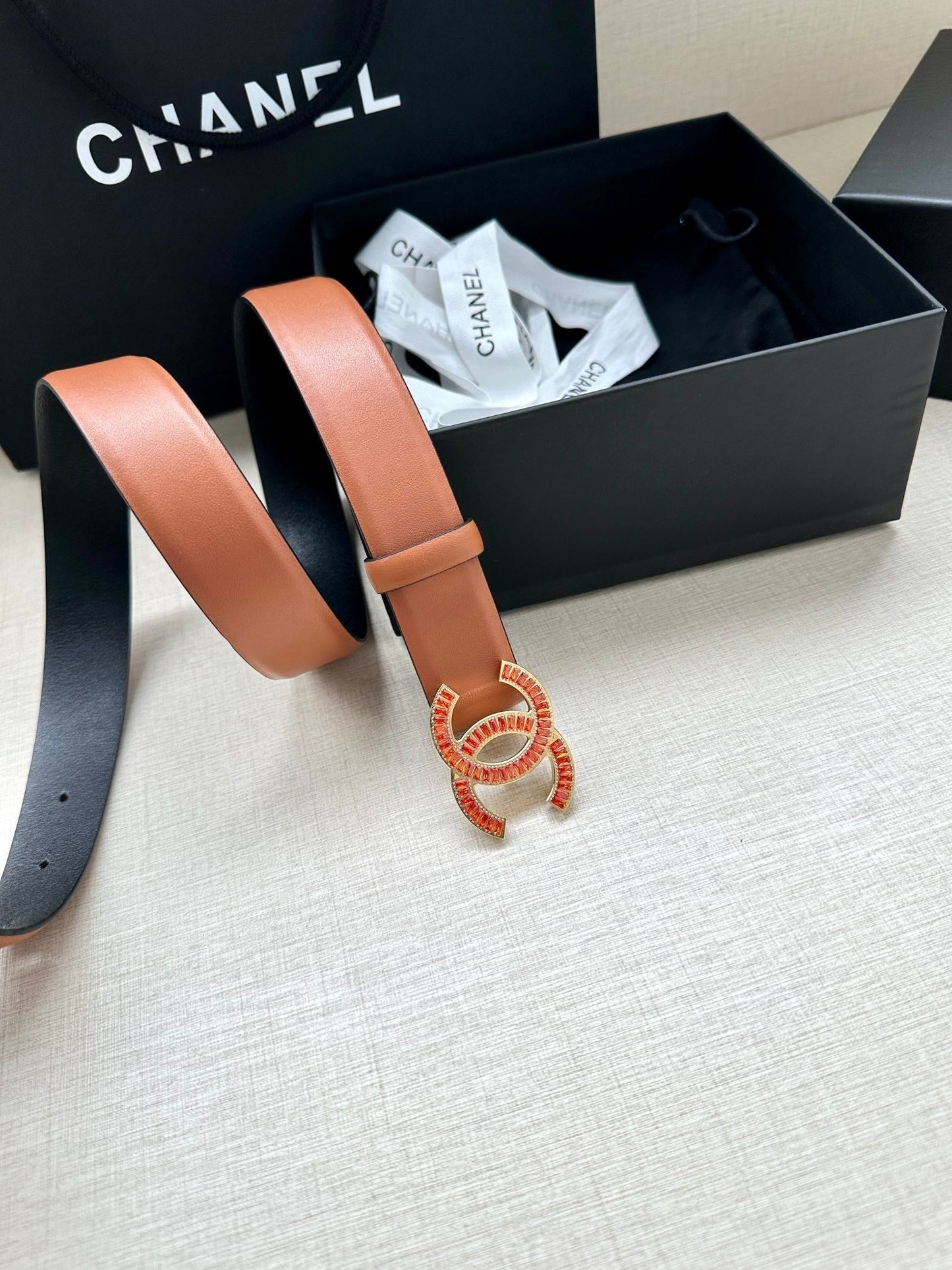 CHANEL 25S BELT 30 MM IN BROWN CALFSKIN 616969 - 30