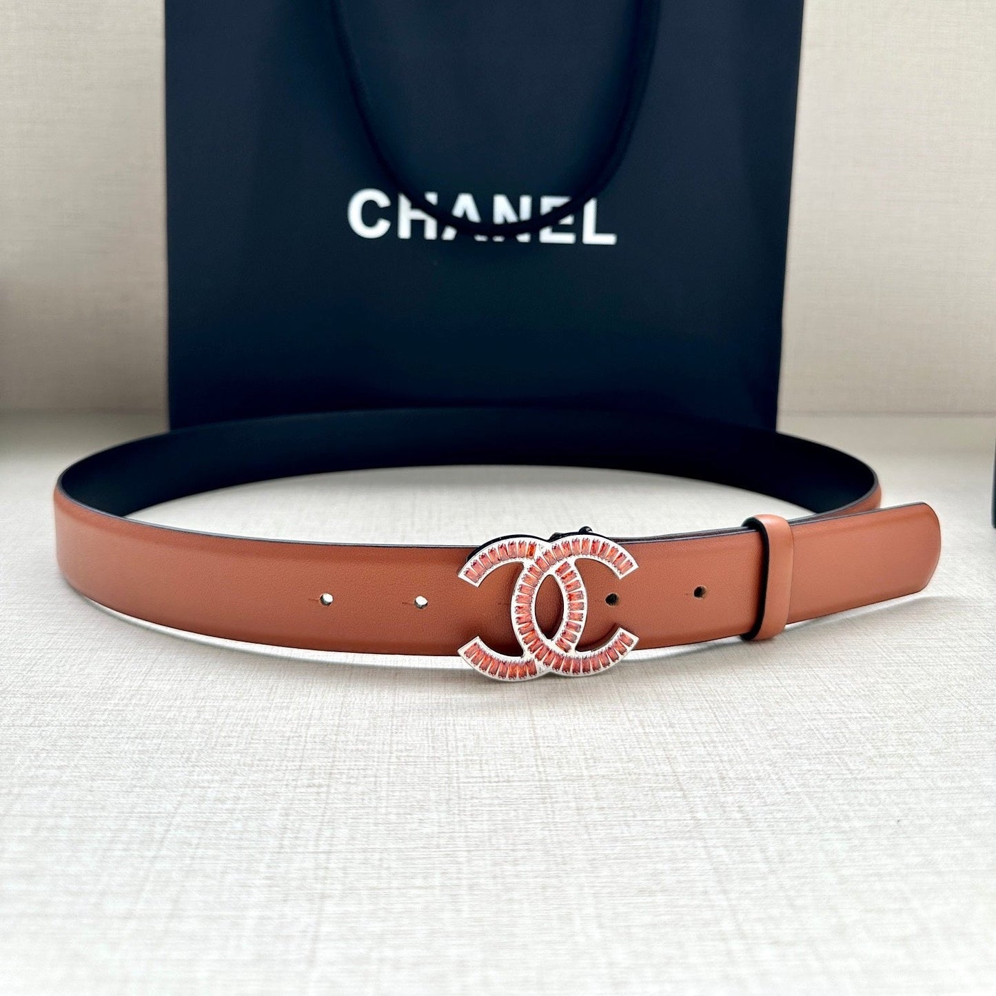CHANEL 25S BELT 30 MM IN BROWN CALFSKIN 616969 - 30
