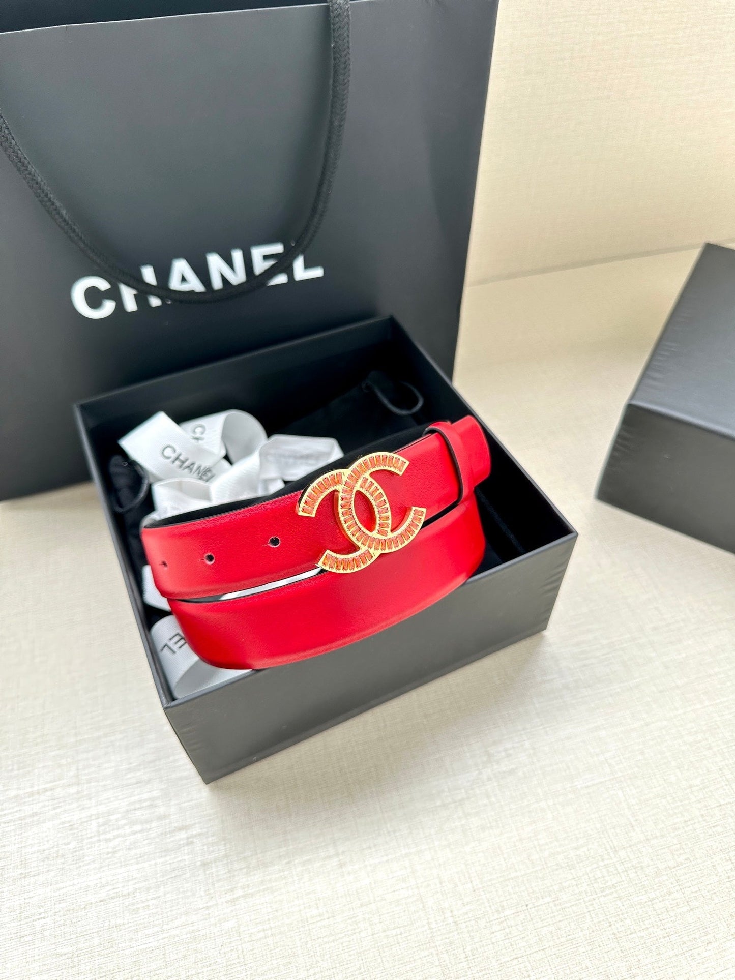 CHANEL 25S BELT 30 MM IN RED CALFSKIN 616970 - 30