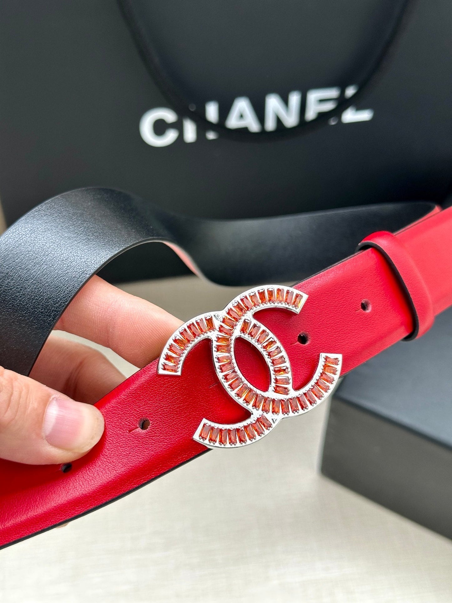 CHANEL 25S BELT 30 MM IN RED CALFSKIN 616970 - 30