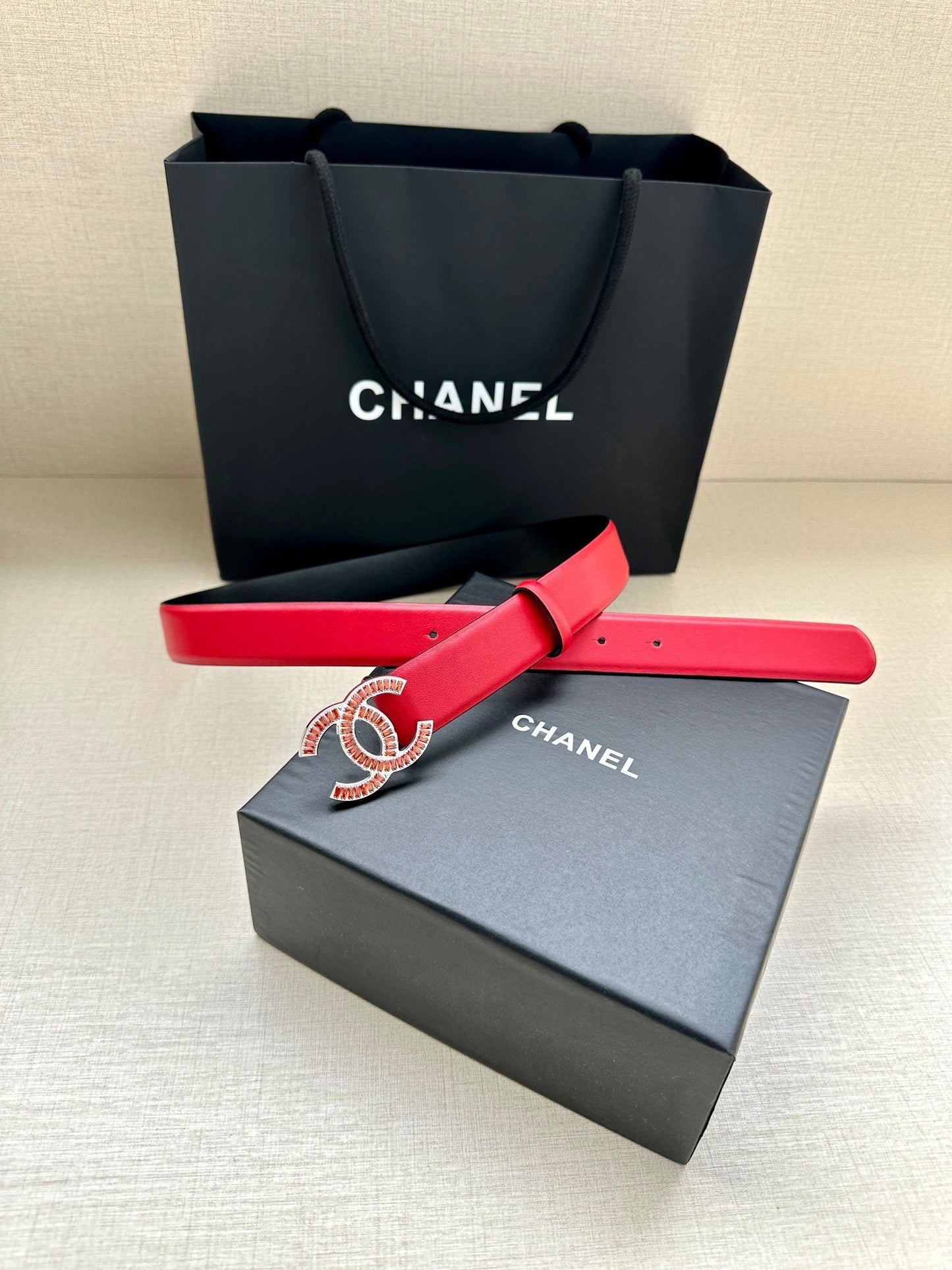 CHANEL 25S BELT 30 MM IN RED CALFSKIN 616970 - 30