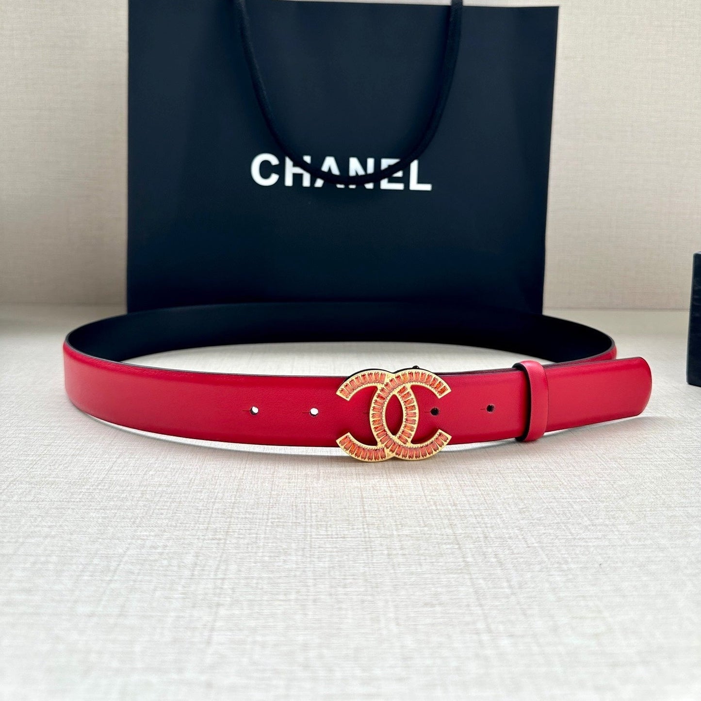 CHANEL 25S BELT 30 MM IN RED CALFSKIN 616970 - 30