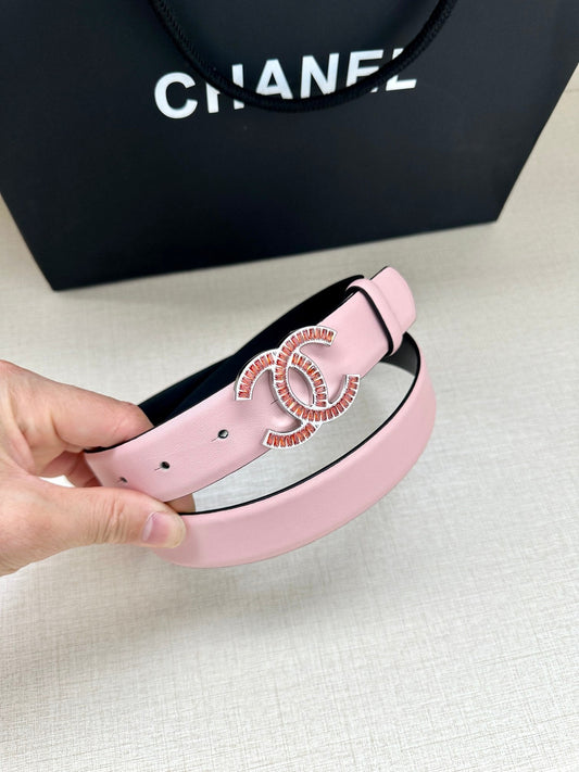 CHANEL 25S BELT 30 MM IN LIGHT PINK CALFSKIN 616971 - 30