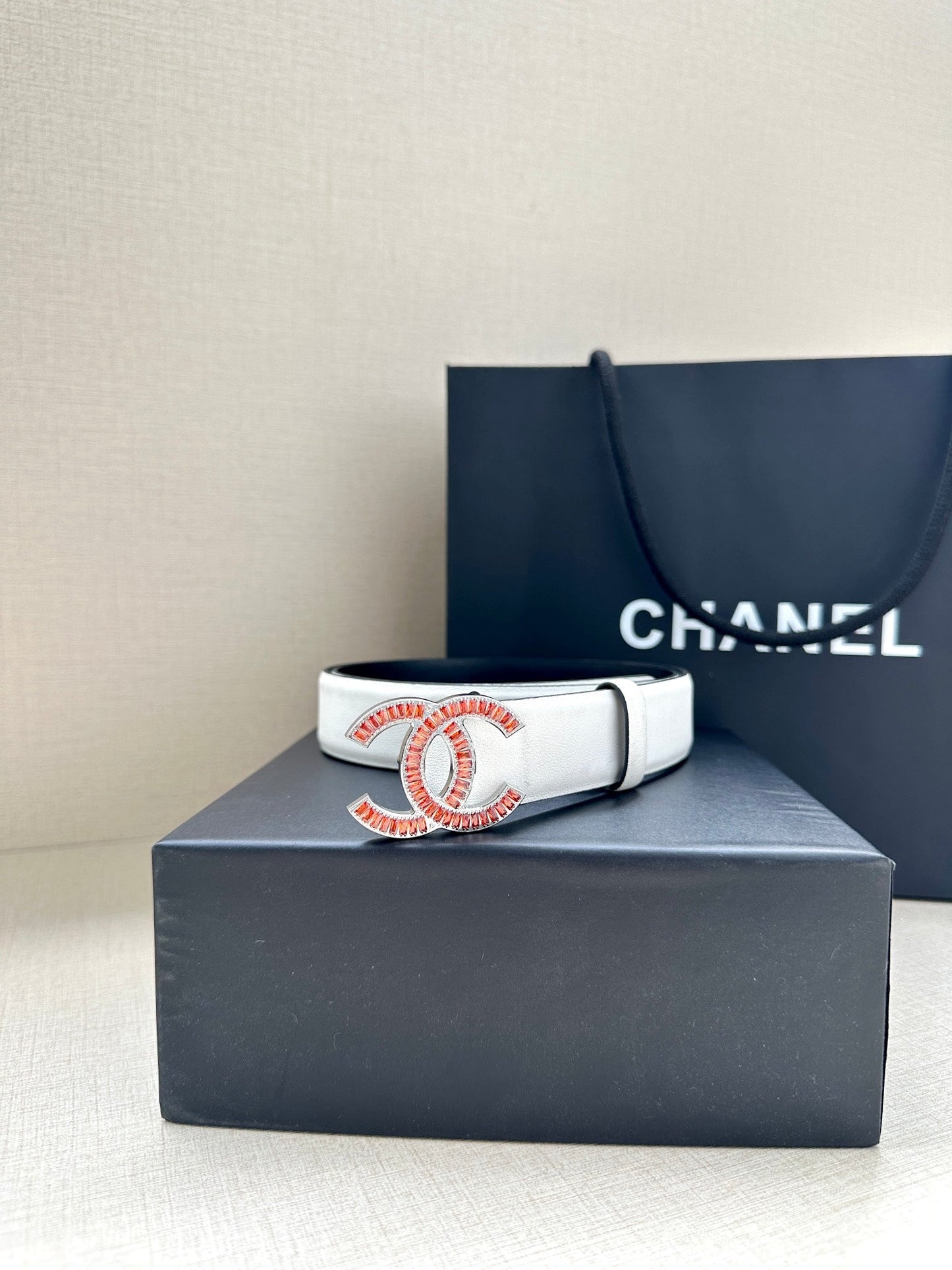 CHANEL 25S BELT 30 MM IN WHITE CALFSKIN 616972 - 30