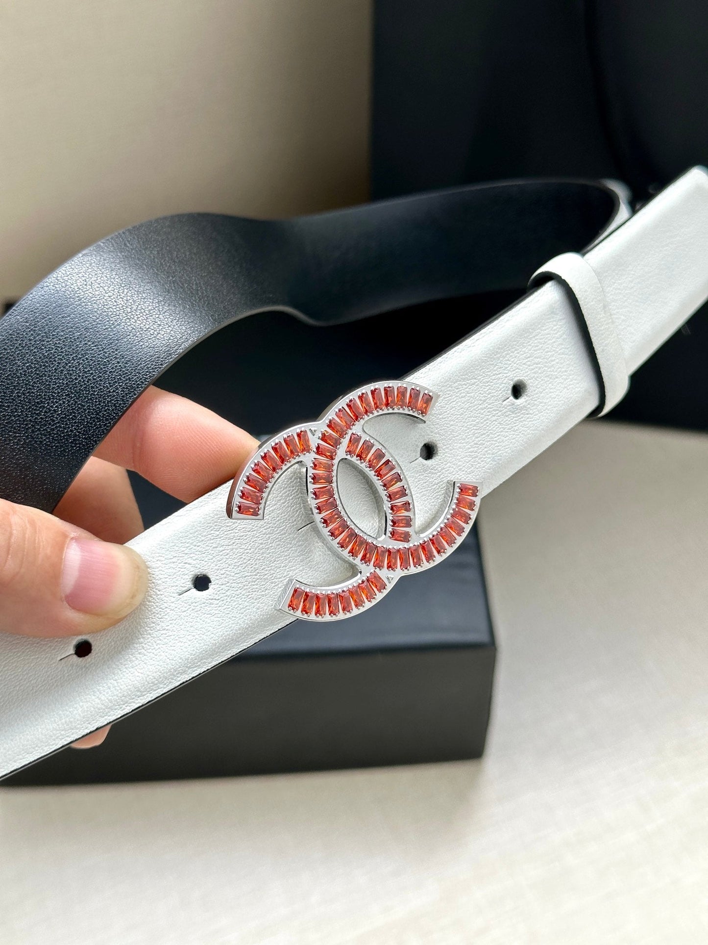 CHANEL 25S BELT 30 MM IN WHITE CALFSKIN 616972 - 30