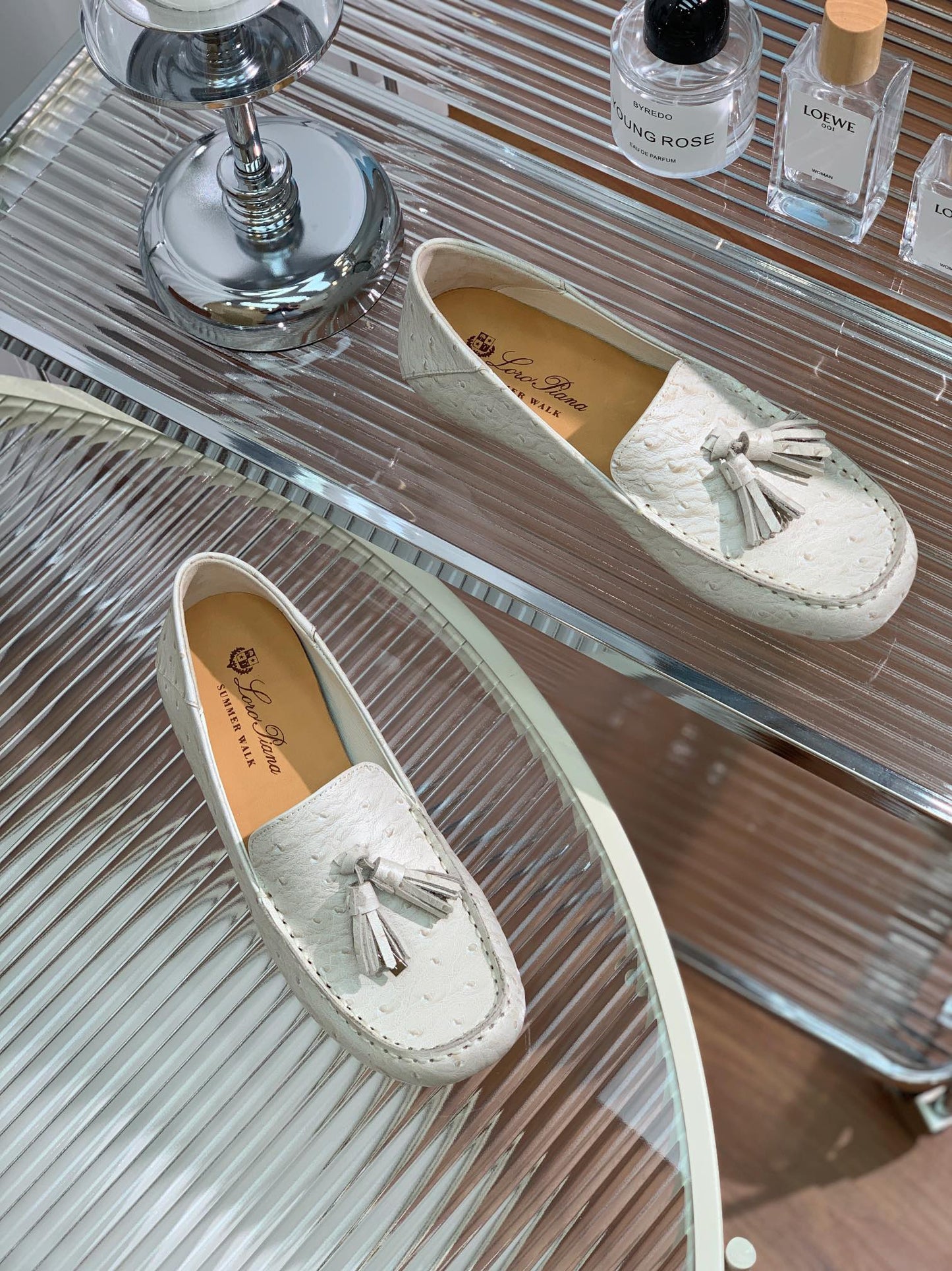 LP SPECIAL DOT SOLE WALK LOAFERS WHITE LAMBSKIN - 35