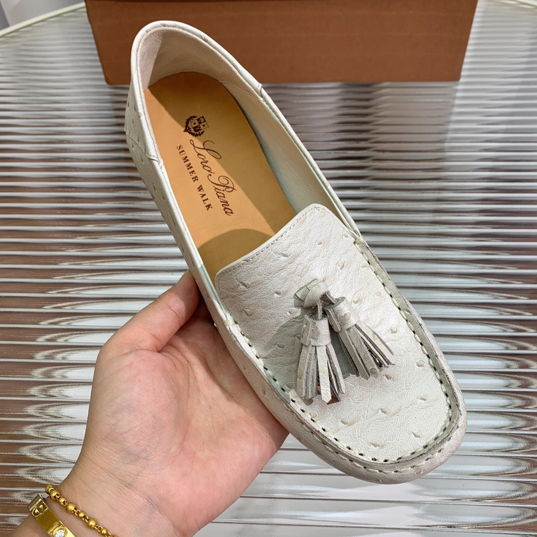 LP SPECIAL DOT SOLE WALK LOAFERS WHITE LAMBSKIN - 35