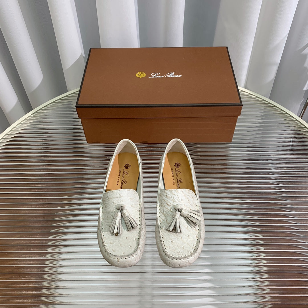 LP SPECIAL DOT SOLE WALK LOAFERS WHITE LAMBSKIN - 35
