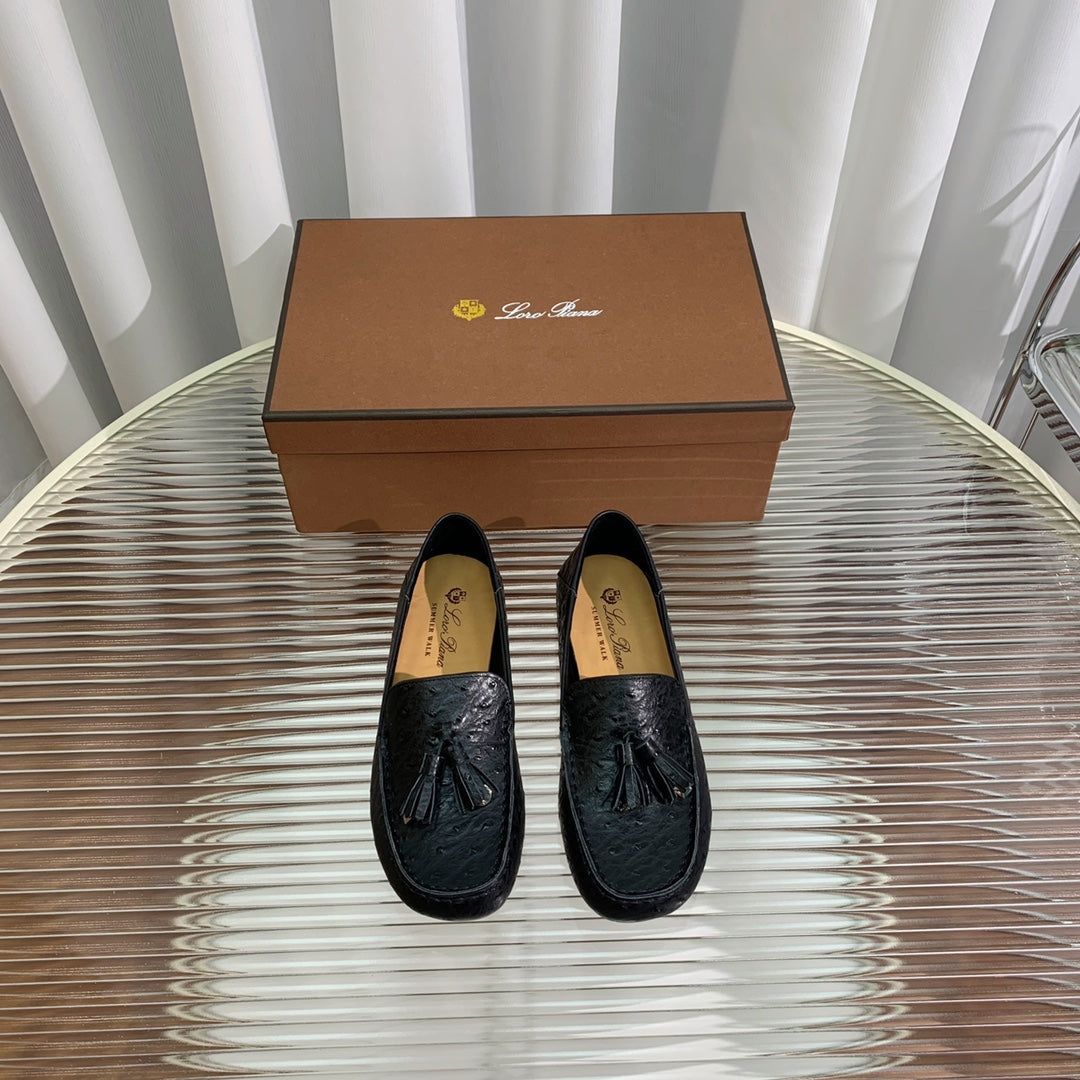 LP SPECIAL DOT SOLE WALK LOAFERS BLACK LAMBSKIN - 35