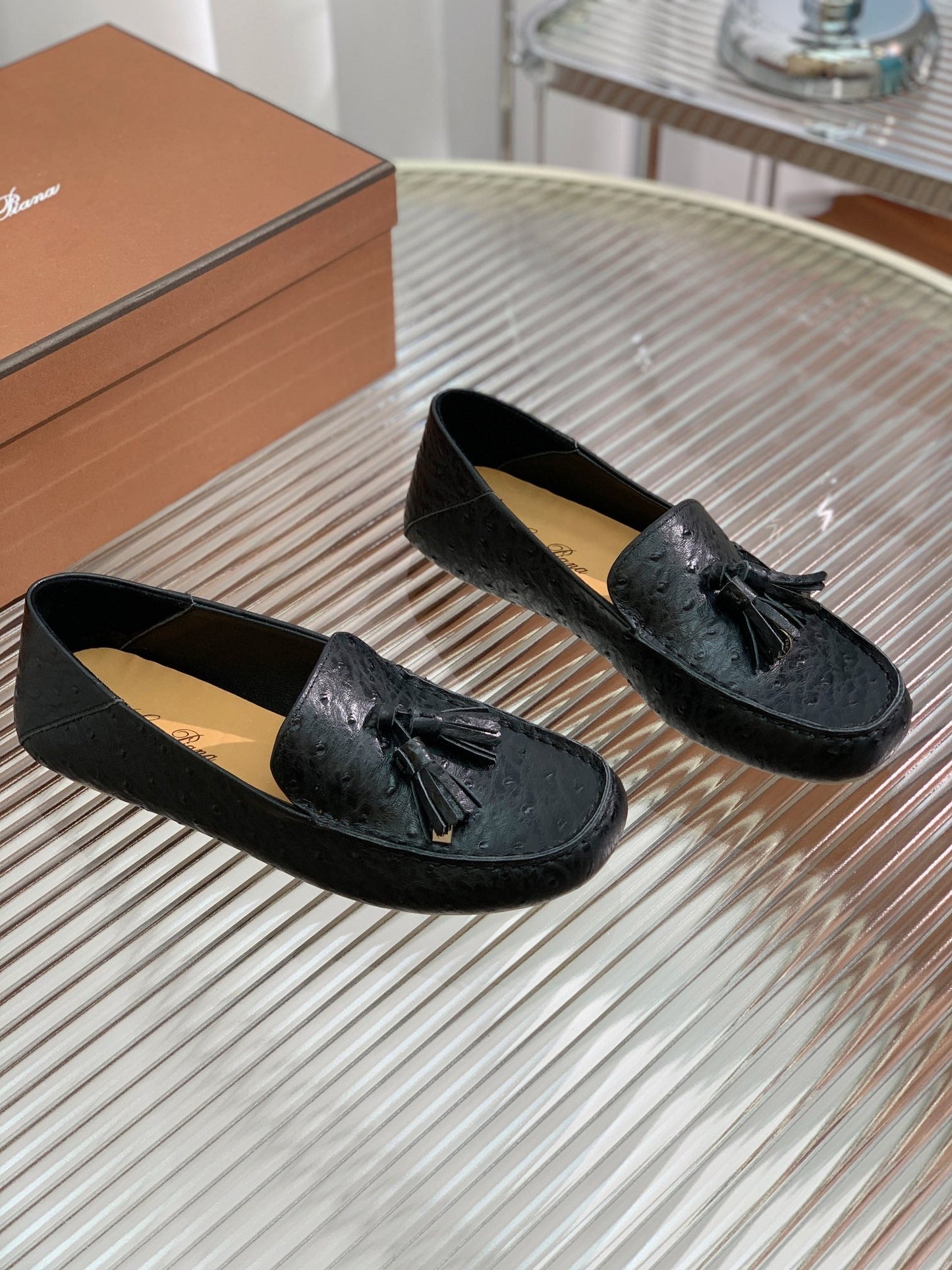 LP SPECIAL DOT SOLE WALK LOAFERS BLACK LAMBSKIN - 35