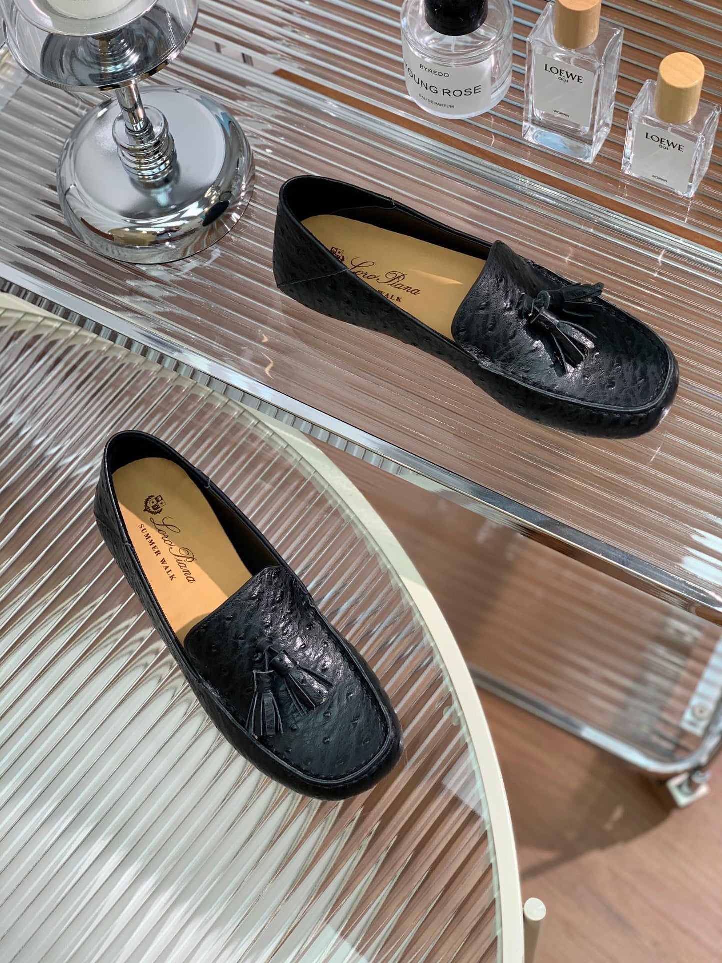 LP SPECIAL DOT SOLE WALK LOAFERS BLACK LAMBSKIN - 35