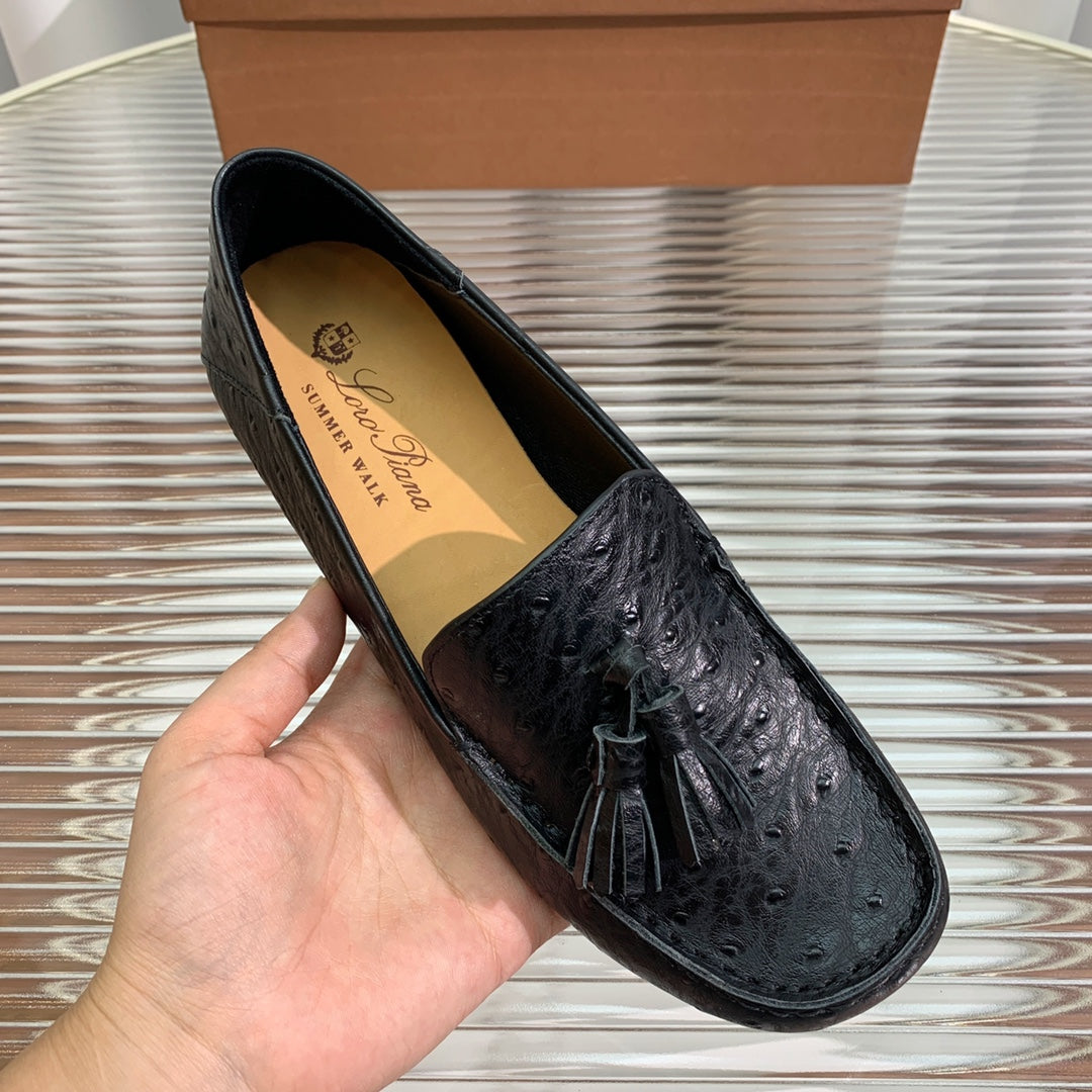 LP SPECIAL DOT SOLE WALK LOAFERS BLACK LAMBSKIN - 35