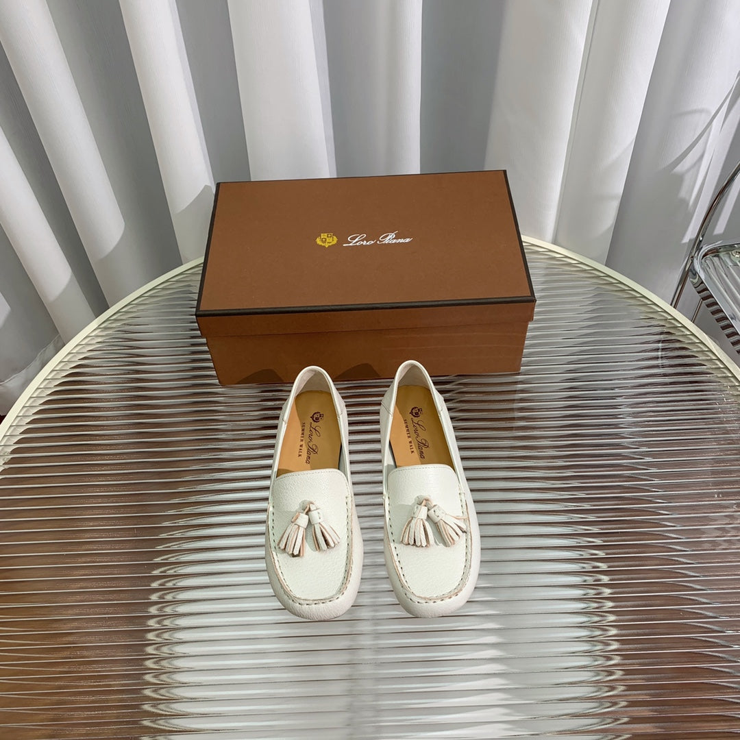 LP DOT SOLE WALK LOAFERS WHITE LAMBSKIN - 35