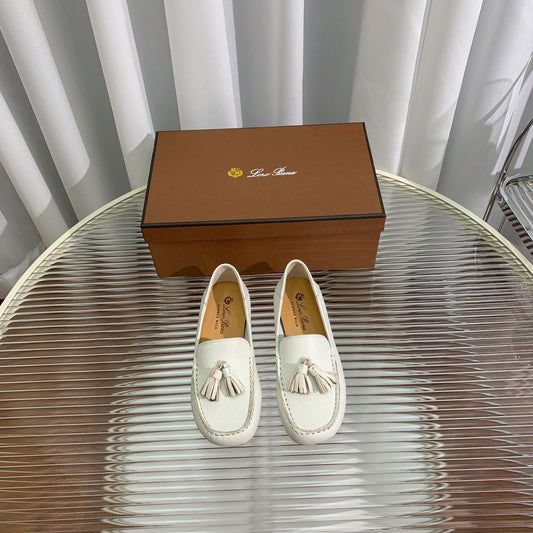 LP DOT SOLE WALK LOAFERS WHITE LAMBSKIN - 35