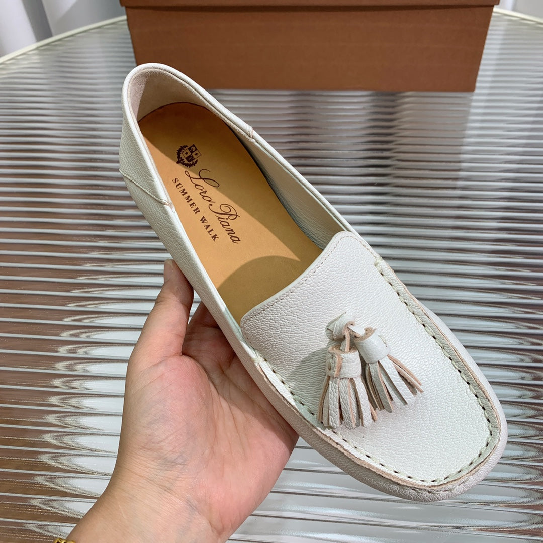 LP DOT SOLE WALK LOAFERS WHITE LAMBSKIN - 35