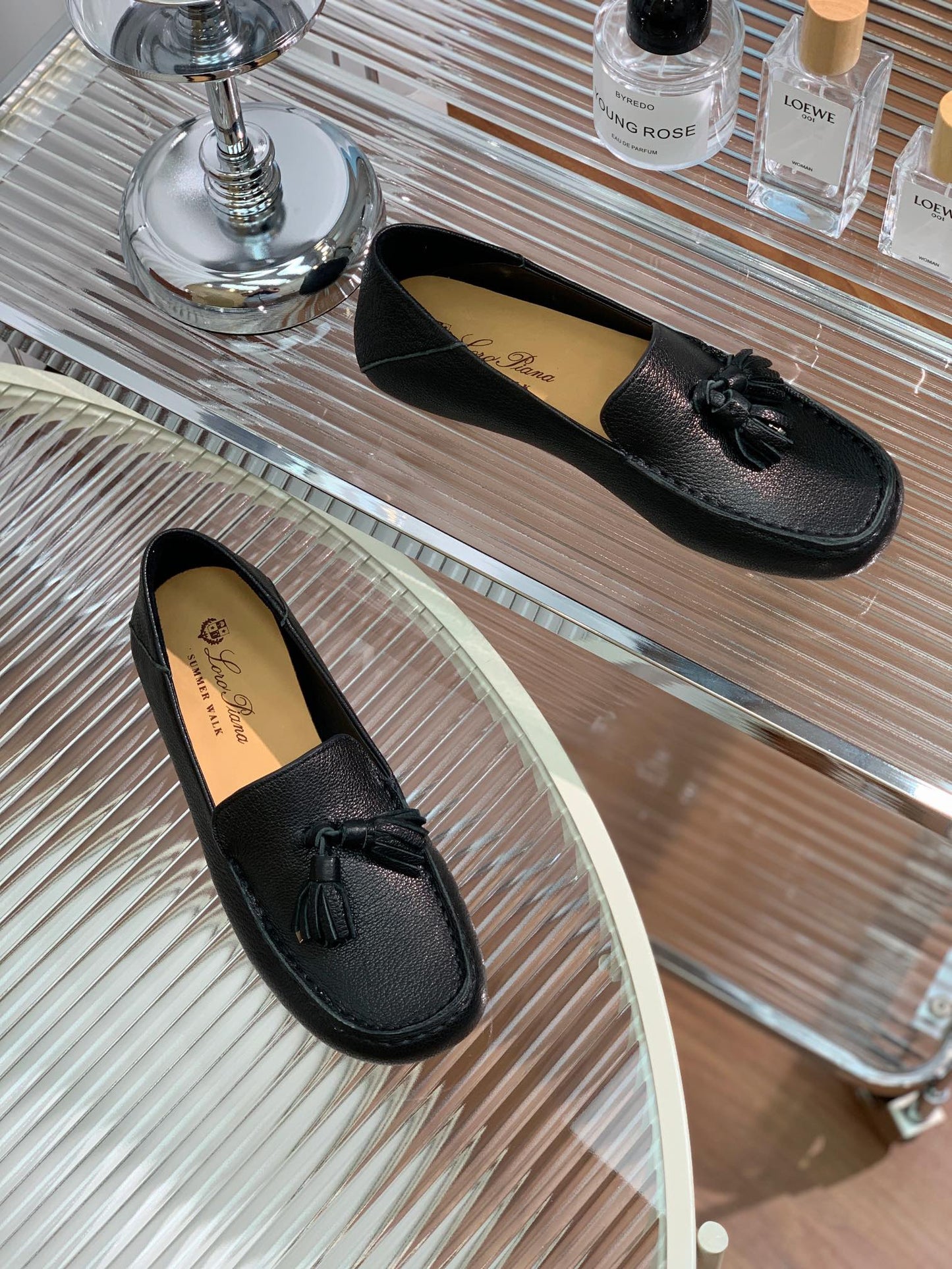 LP DOT SOLE WALK LOAFERS BLACK LAMBSKIN - 35