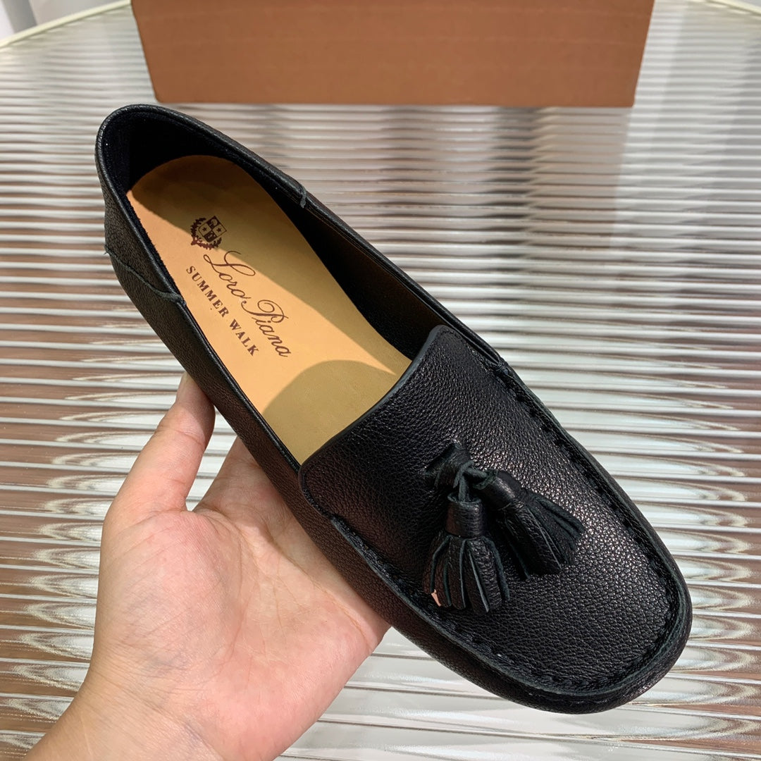 LP DOT SOLE WALK LOAFERS BLACK LAMBSKIN - 35