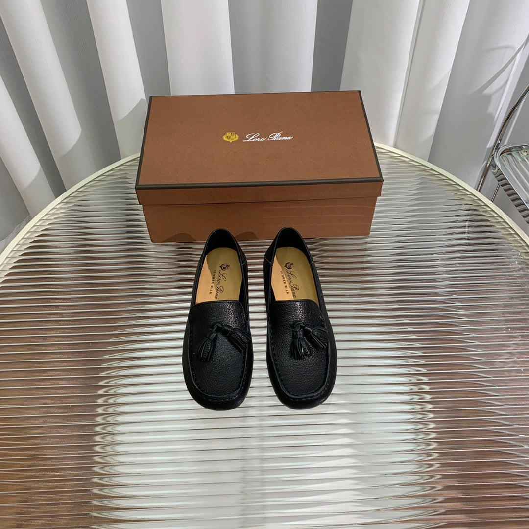 LP DOT SOLE WALK LOAFERS BLACK LAMBSKIN - 35