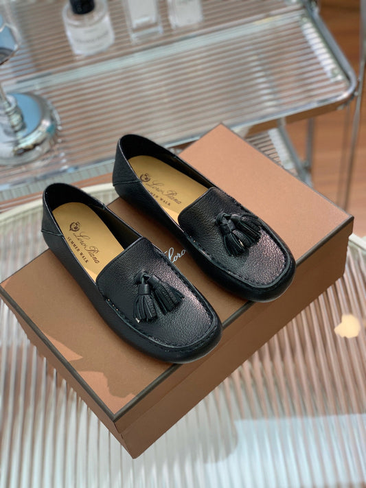 LP DOT SOLE WALK LOAFERS BLACK LAMBSKIN - 35