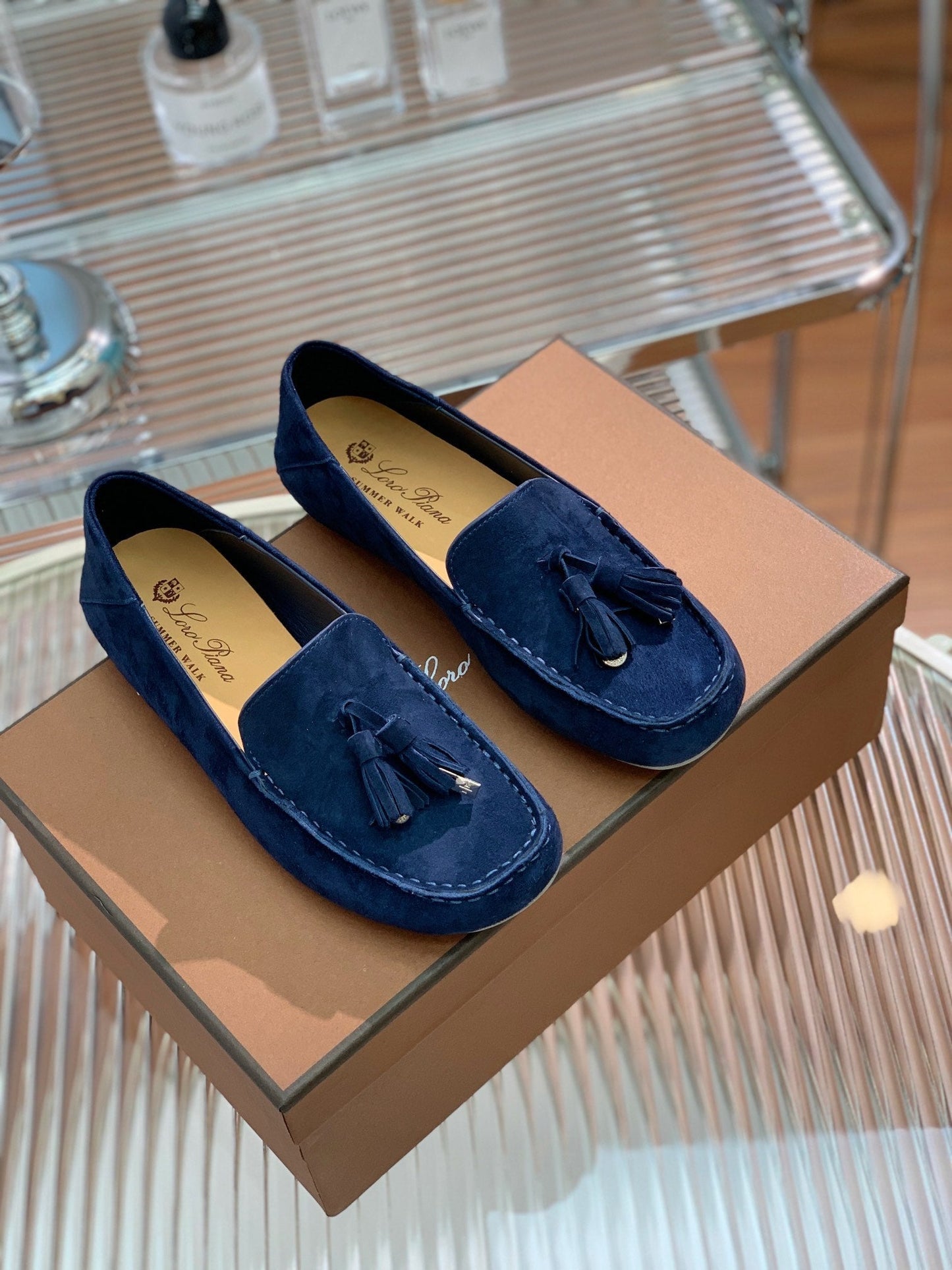 LP DOT SOLE WALK LOAFERS NAVY SUEDE - 35
