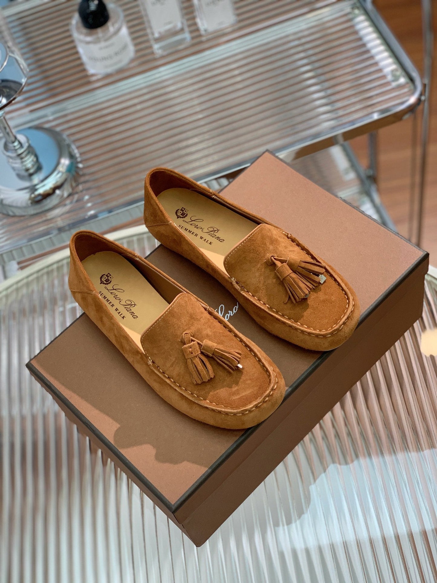 LP DOT SOLE WALK LOAFERS CARAMEL SUEDE - 35