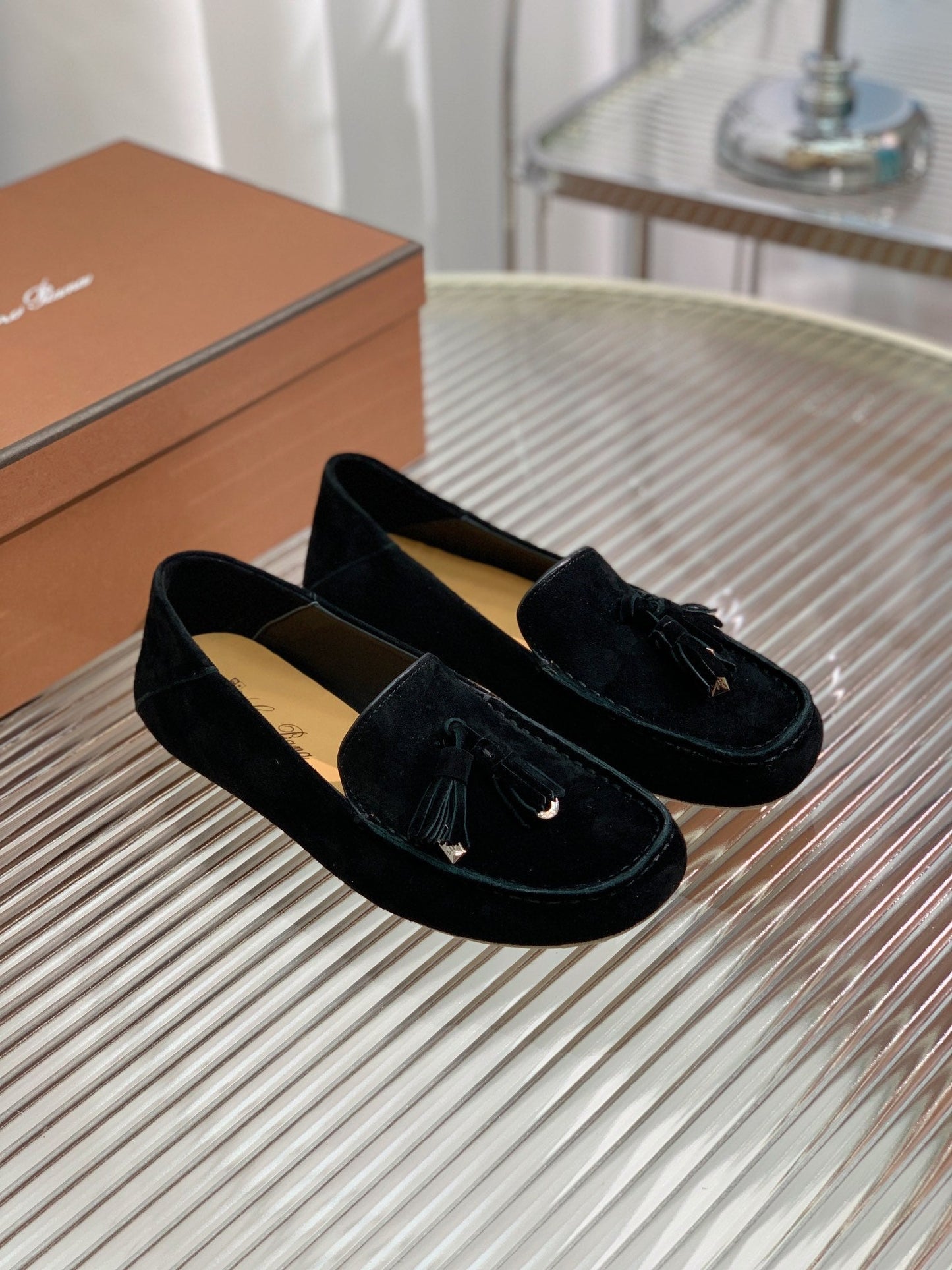 LP DOT SOLE WALK LOAFERS BLACK SUEDE - 35