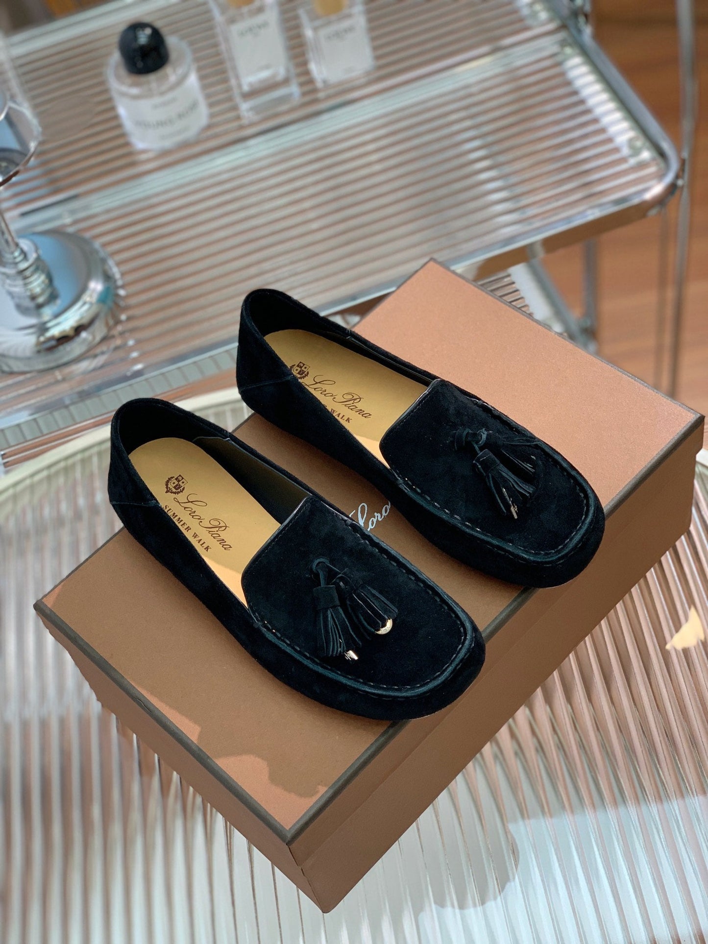 LP DOT SOLE WALK LOAFERS BLACK SUEDE - 35