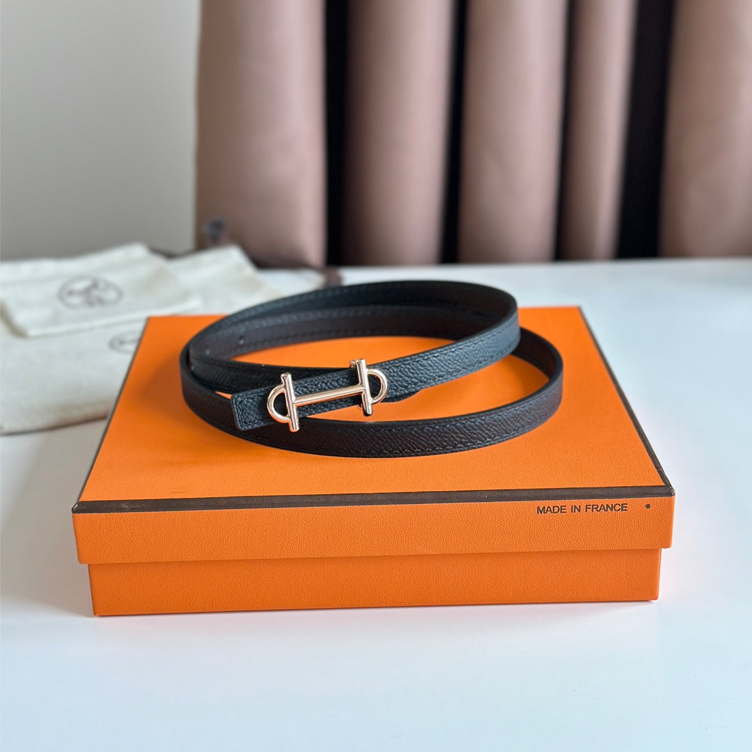 HM GAMMA BUCKLE & REVERSIBLE BLACK LEATHER STRAP 13MM COPPER HARDWARE - 30