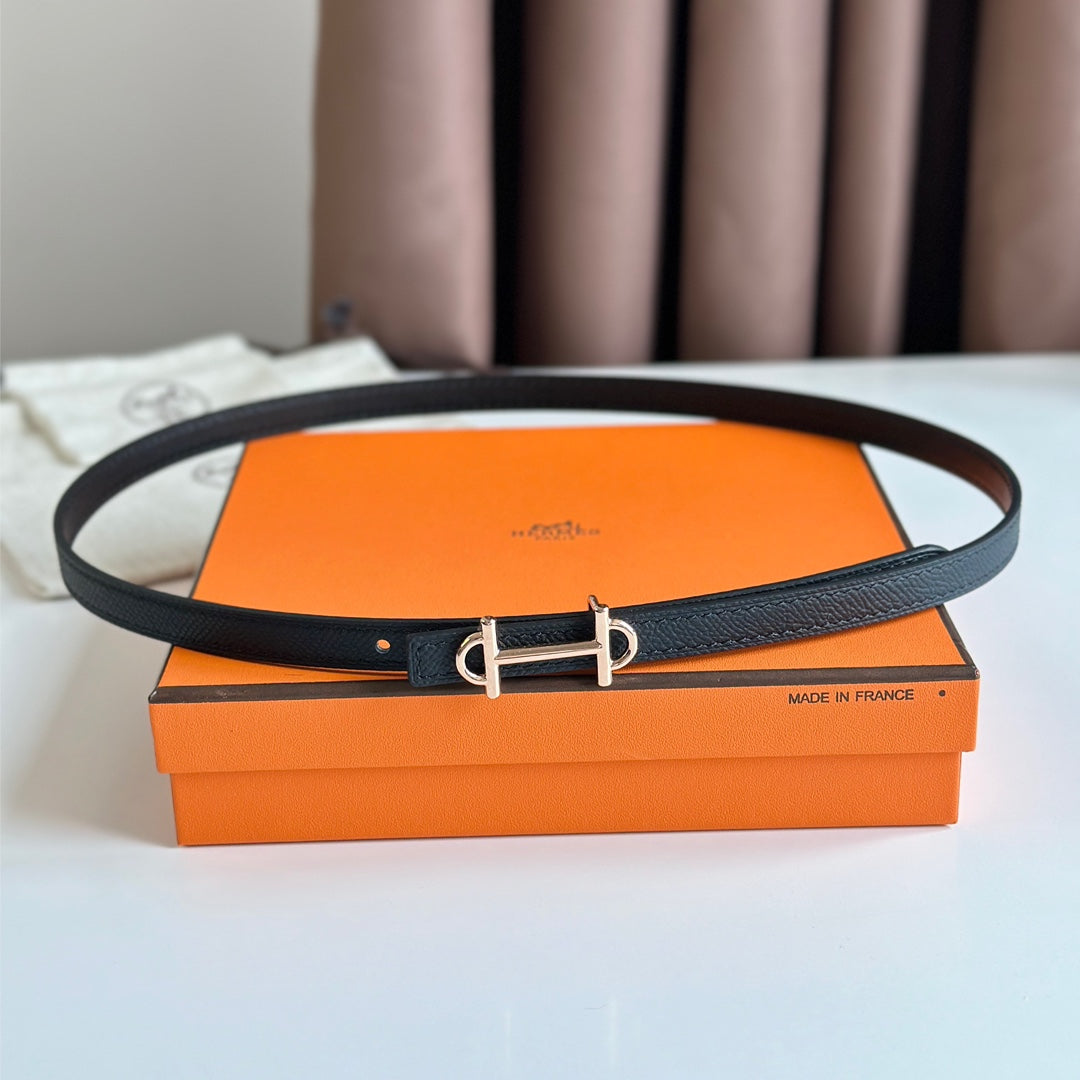 HM GAMMA BUCKLE & REVERSIBLE BLACK LEATHER STRAP 13MM COPPER HARDWARE - 30