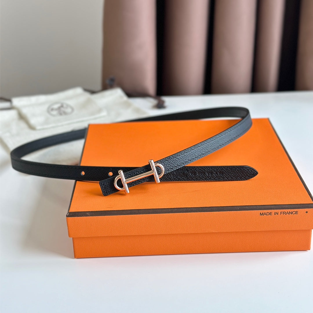 HM GAMMA BUCKLE & REVERSIBLE BLACK LEATHER STRAP 13MM COPPER HARDWARE - 30