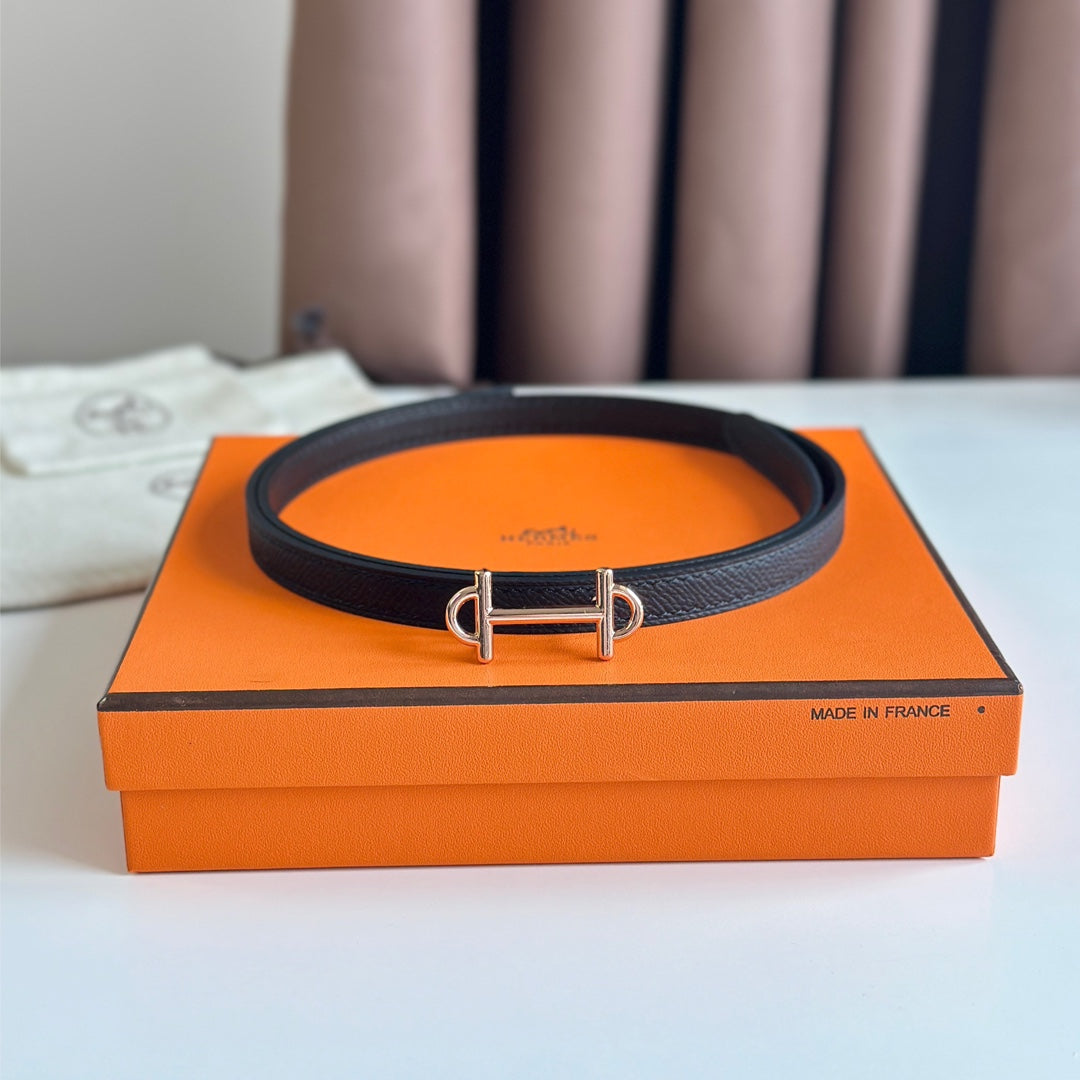 HM GAMMA BUCKLE & REVERSIBLE BLACK LEATHER STRAP 13MM COPPER HARDWARE - 30