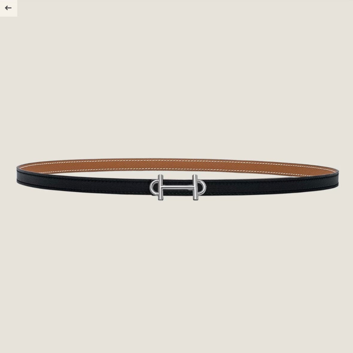 HM GAMMA BUCKLE & REVERSIBLE BRONZE BROWN AND BLACK LEATHER STRAP 13MM SILVER HARDWARE - 30