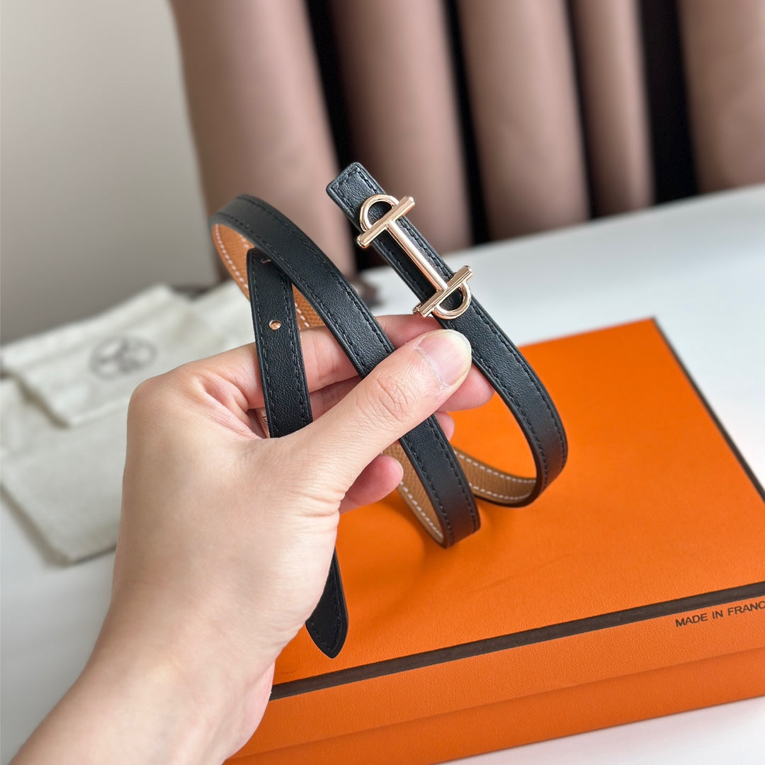 HM GAMMA BUCKLE & REVERSIBLE BRONZE BROWN AND BLACK LEATHER STRAP 13MM COPPER HARDWARE - 30