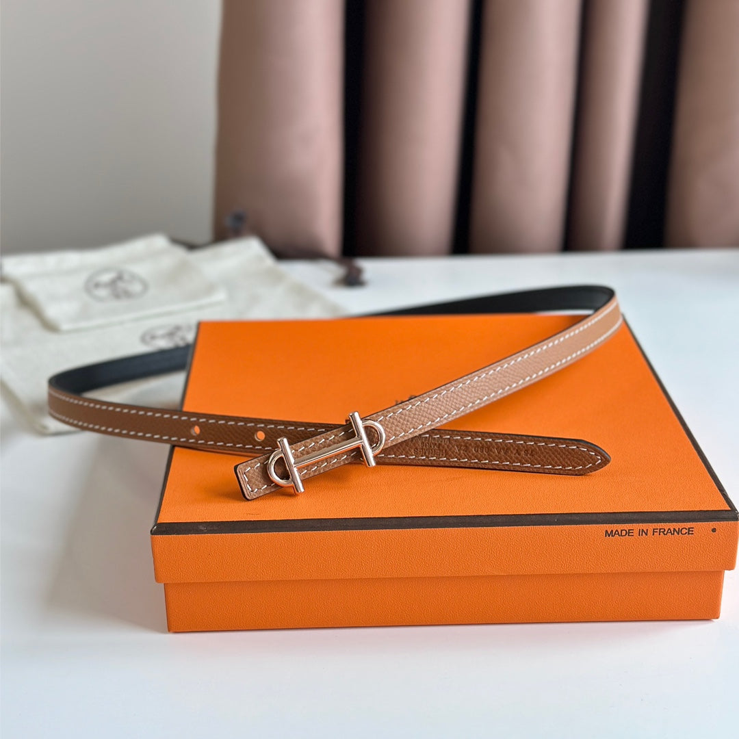 HM GAMMA BUCKLE & REVERSIBLE BRONZE BROWN AND BLACK LEATHER STRAP 13MM COPPER HARDWARE - 30