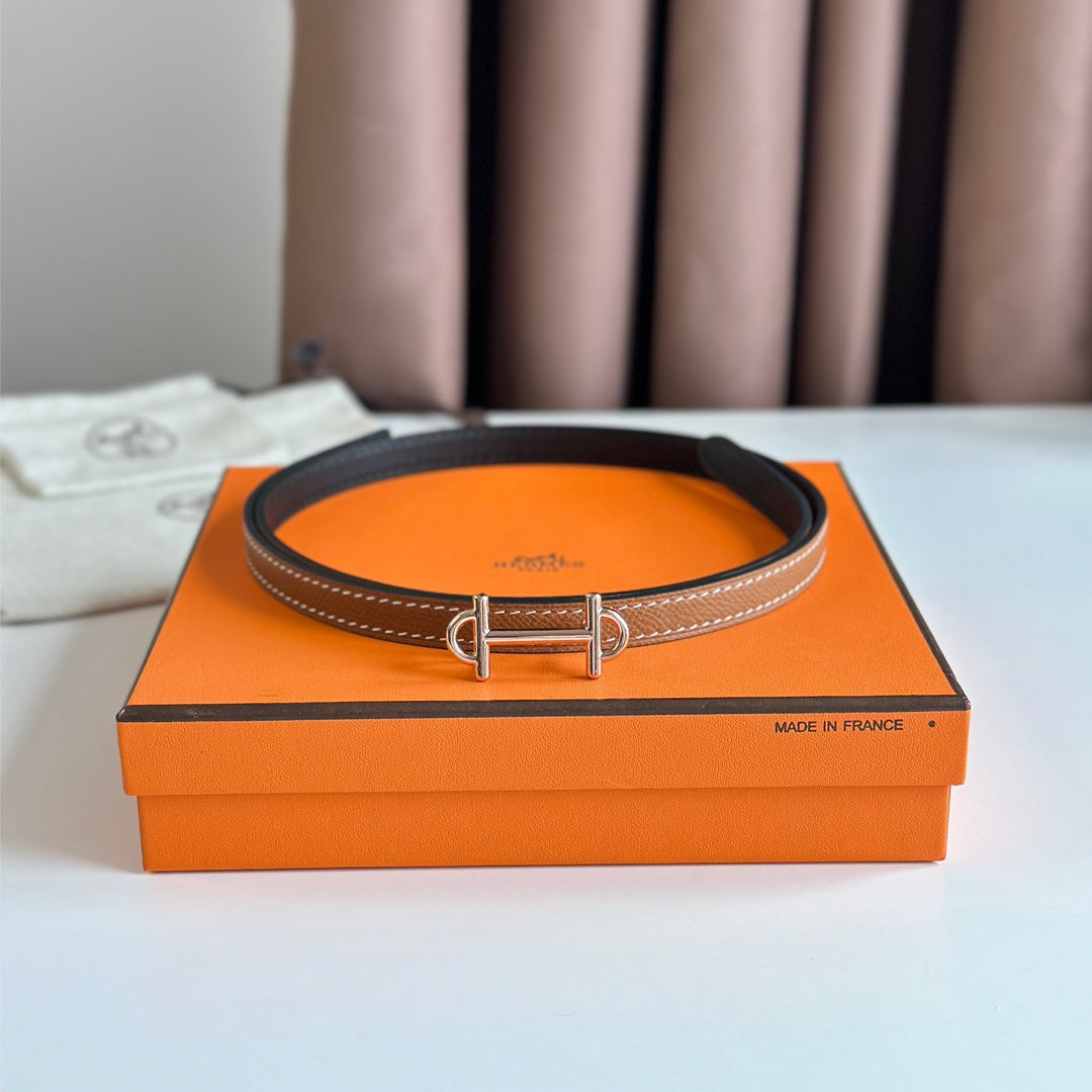 HM GAMMA BUCKLE & REVERSIBLE BRONZE BROWN AND BLACK LEATHER STRAP 13MM COPPER HARDWARE - 30