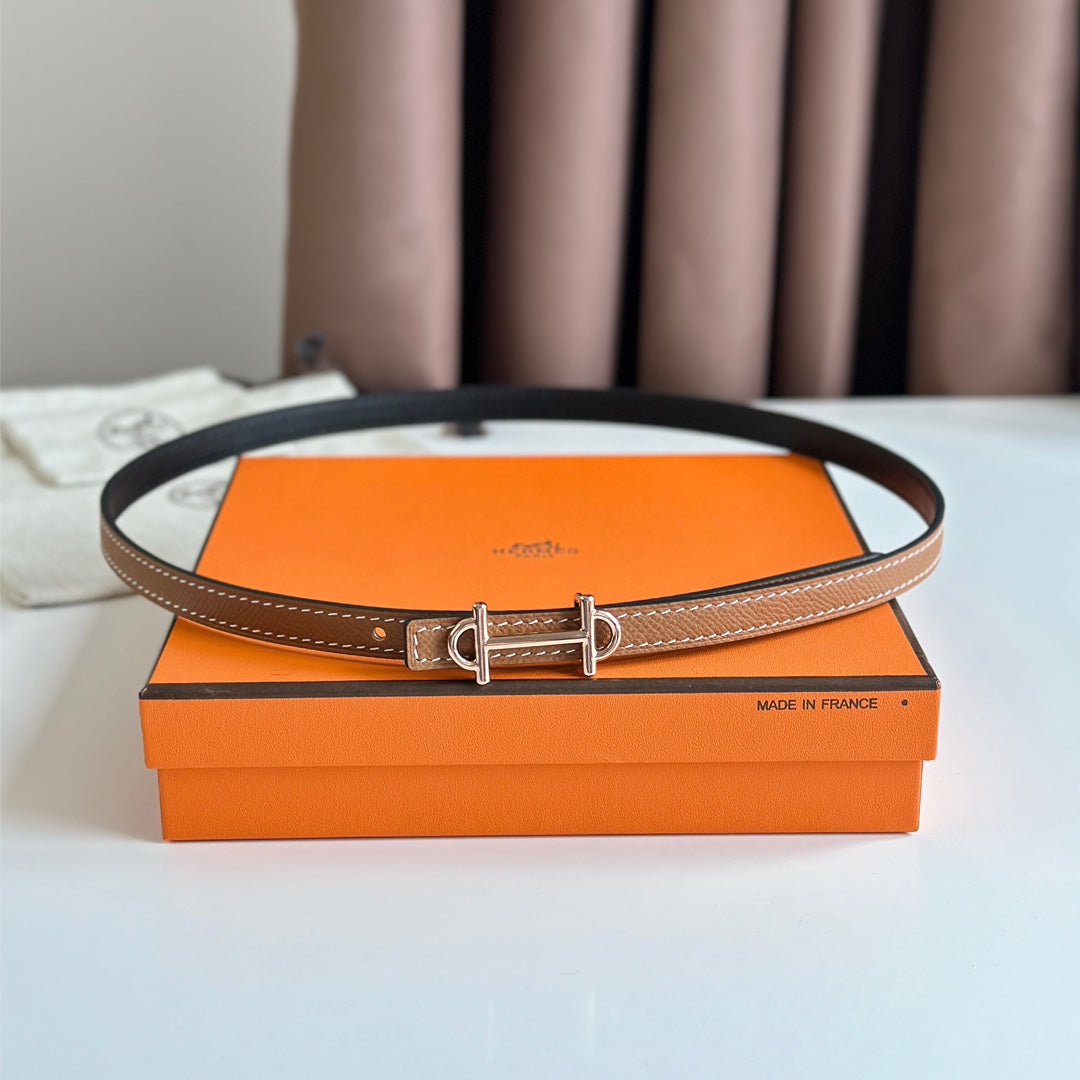HM GAMMA BUCKLE & REVERSIBLE BRONZE BROWN AND BLACK LEATHER STRAP 13MM COPPER HARDWARE - 30
