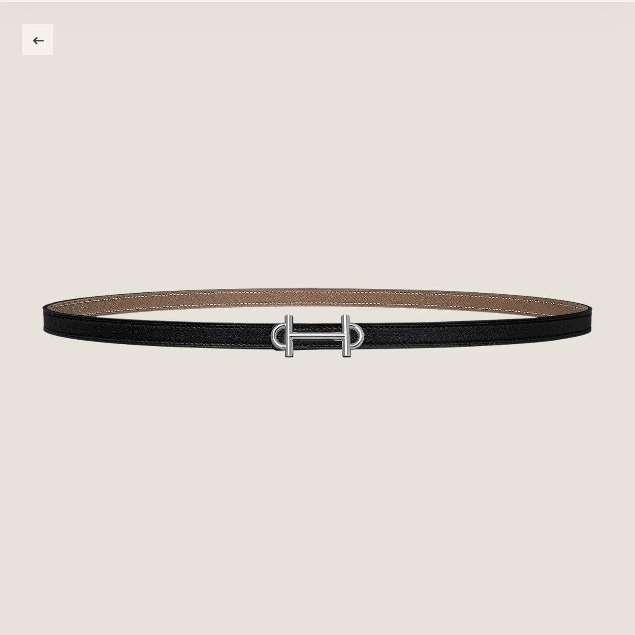 HM GAMMA BUCKLE & REVERSIBLE KHAKI BROWN AND BLACK LEATHER STRAP 13MM SILVER HARDWARE - 30