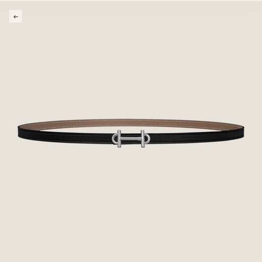 HM GAMMA BUCKLE & REVERSIBLE KHAKI BROWN AND BLACK LEATHER STRAP 13MM SILVER HARDWARE - 30