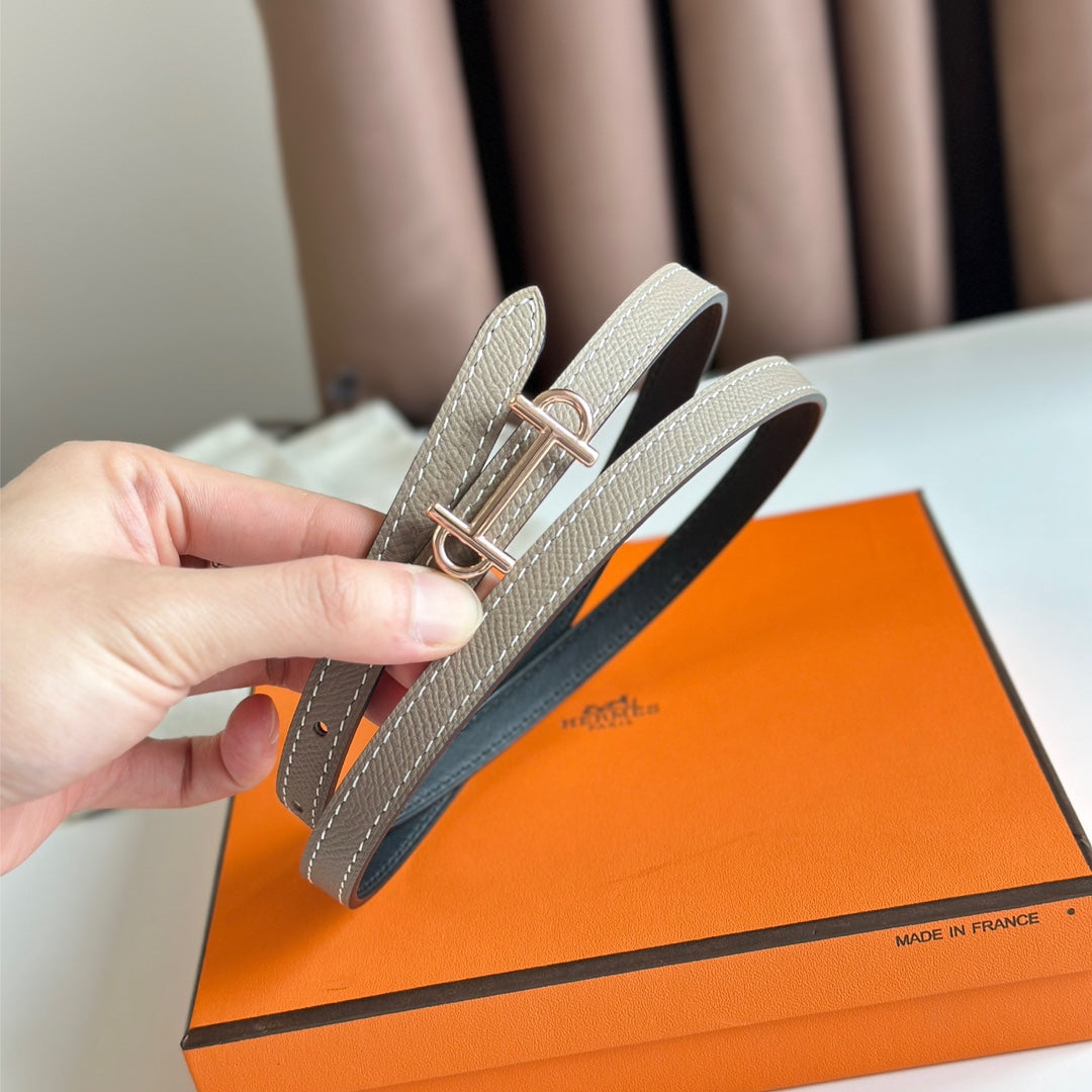 HM GAMMA BUCKLE & REVERSIBLE KHAKI BROWN AND BLACK LEATHER STRAP 13MM COPPER HARDWARE - 30