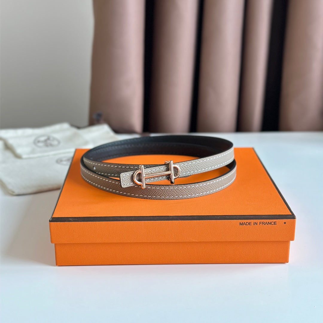 HM GAMMA BUCKLE & REVERSIBLE KHAKI BROWN AND BLACK LEATHER STRAP 13MM COPPER HARDWARE - 30