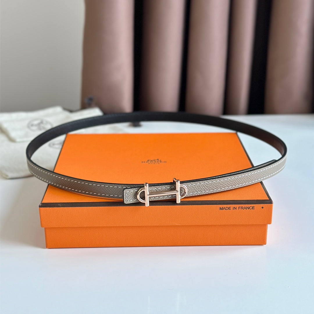 HM GAMMA BUCKLE & REVERSIBLE KHAKI BROWN AND BLACK LEATHER STRAP 13MM COPPER HARDWARE - 30