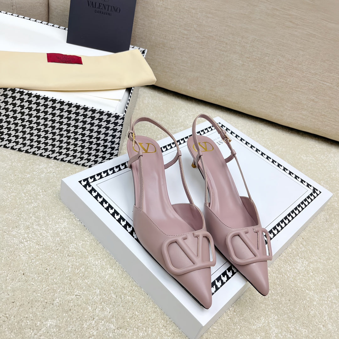 VLOGO SLINGBACK PUMP IN CREPE PINK CALFSKIN LEATHER - 35 / 4 cm