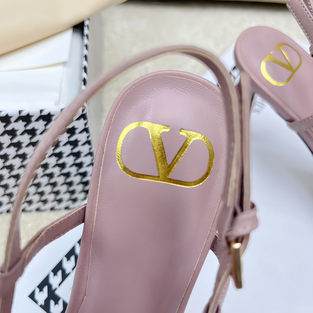 VLOGO SLINGBACK PUMP IN CREPE PINK CALFSKIN LEATHER - 35 / 4 cm