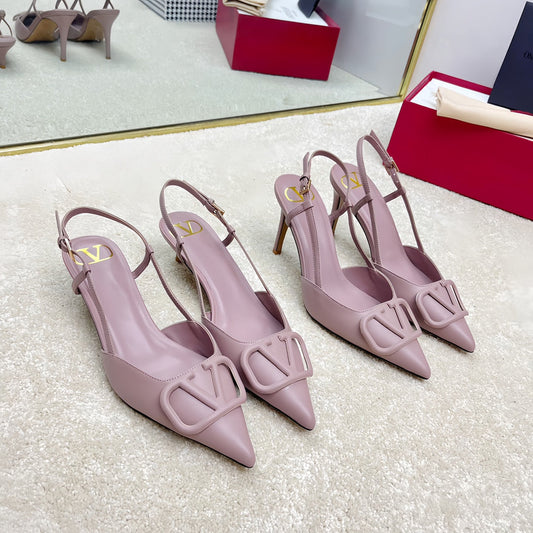 VLOGO SLINGBACK PUMP IN CREPE PINK CALFSKIN LEATHER - 35 / 4 cm