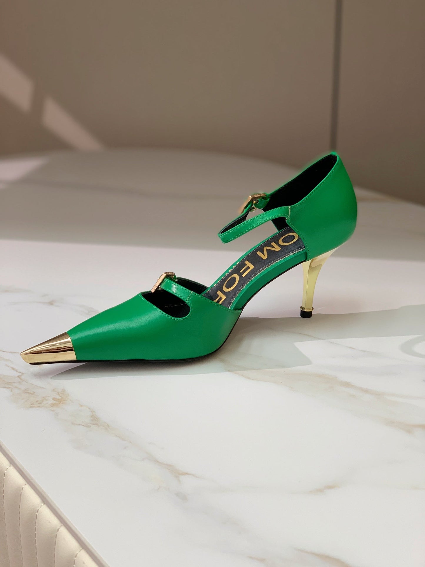 MARY JANE PUMP 7 CM IN EMERALD GREEN CALFSKIN