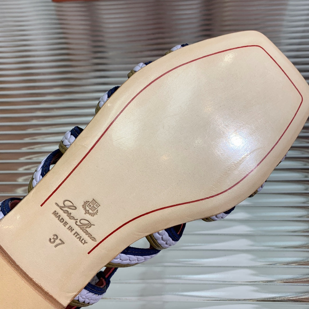 LP SPRIGHTLY CHARMS SANDAL WHITE AND OLIVE CALFSKIN - 35